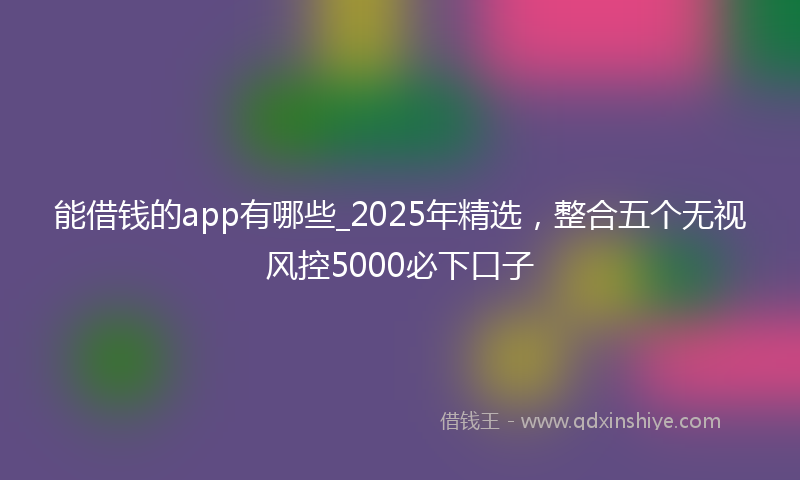 能借钱的app有哪些_2025年精选，整合五个无视风控5000必下口子