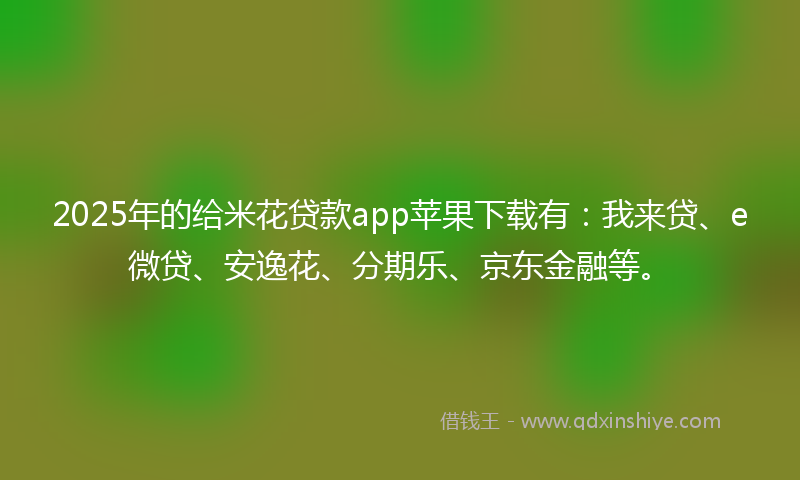 2025年的给米花贷款app苹果下载有：我来贷、e微贷、安逸花、分期乐、京东金融等。