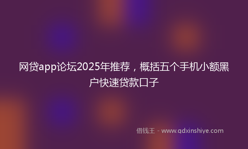 网贷app论坛2025年推荐，概括五个手机小额黑户快速贷款口子