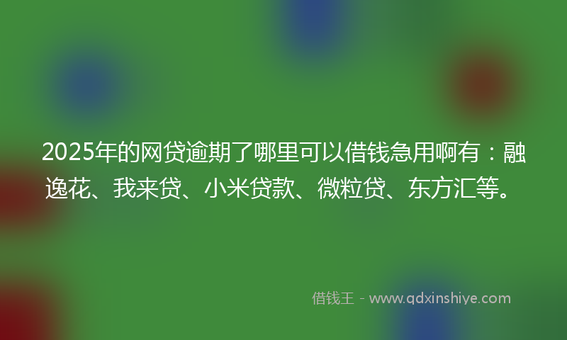 2025年的网贷逾期了哪里可以借钱急用啊有：融逸花、我来贷、小米贷款、微粒贷、东方汇等。