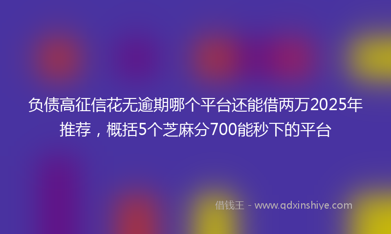 负债高征信花无逾期哪个平台还能借两万2025年推荐，概括5个芝麻分700能秒下的平台