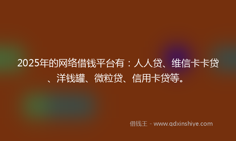 2025年的网络借钱平台有：人人贷、维信卡卡贷、洋钱罐、微粒贷、信用卡贷等。
