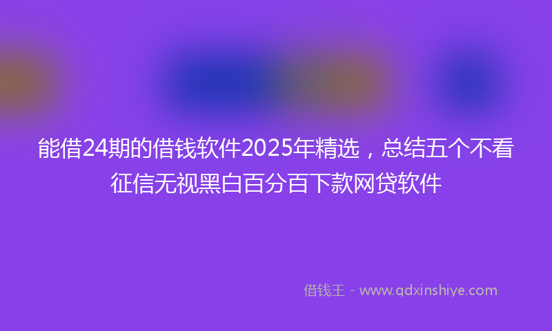 能借24期的借钱软件2025年精选，总结五个不看征信无视黑白百分百下款网贷软件