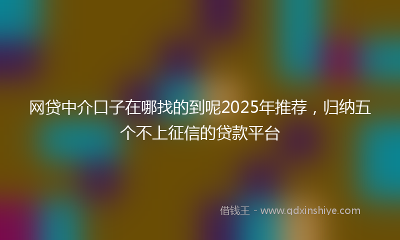 网贷中介口子在哪找的到呢2025年推荐，归纳五个不上征信的贷款平台