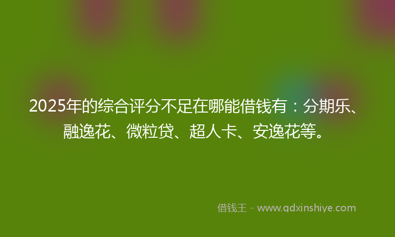 2025年的综合评分不足在哪能借钱有：分期乐、融逸花、微粒贷、超人卡、安逸花等。