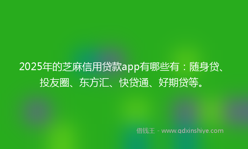2025年的芝麻信用贷款app有哪些有：随身贷、投友圈、东方汇、快贷通、好期贷等。