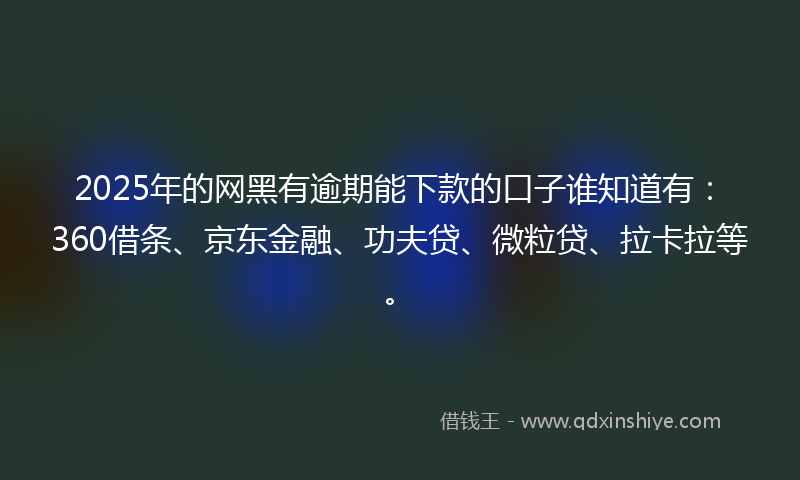 2025年的网黑有逾期能下款的口子谁知道有：360借条、京东金融、功夫贷、微粒贷、拉卡拉等。