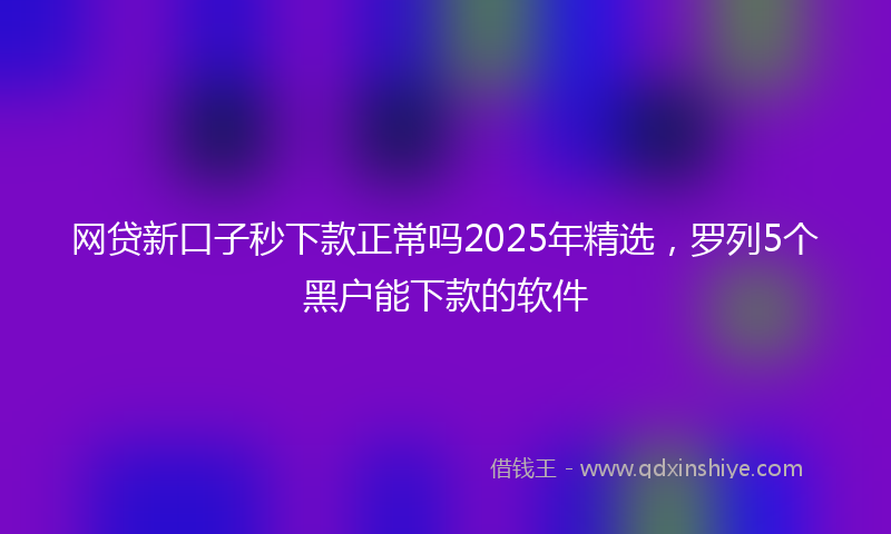 网贷新口子秒下款正常吗2025年精选，罗列5个黑户能下款的软件