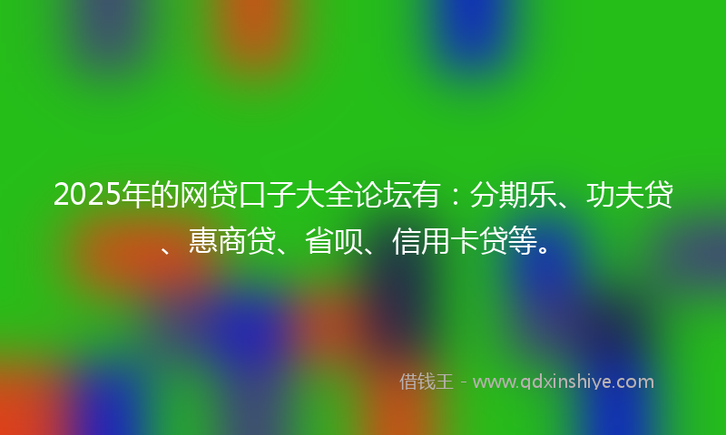 2025年的网贷口子大全论坛有：分期乐、功夫贷、惠商贷、省呗、信用卡贷等。