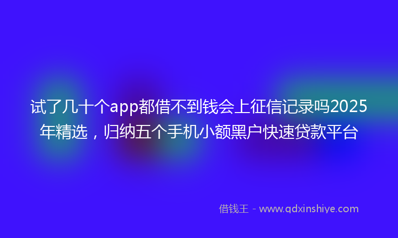试了几十个app都借不到钱会上征信记录吗2025年精选，归纳五个手机小额黑户快速贷款平台