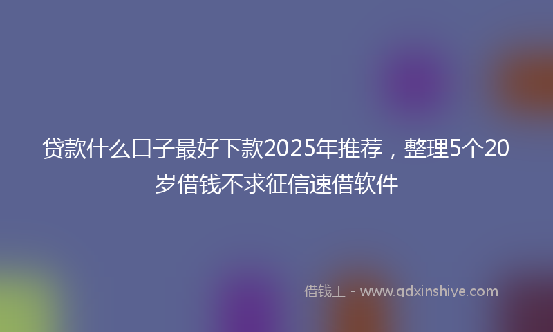 贷款什么口子最好下款2025年推荐，整理5个20岁借钱不求征信速借软件