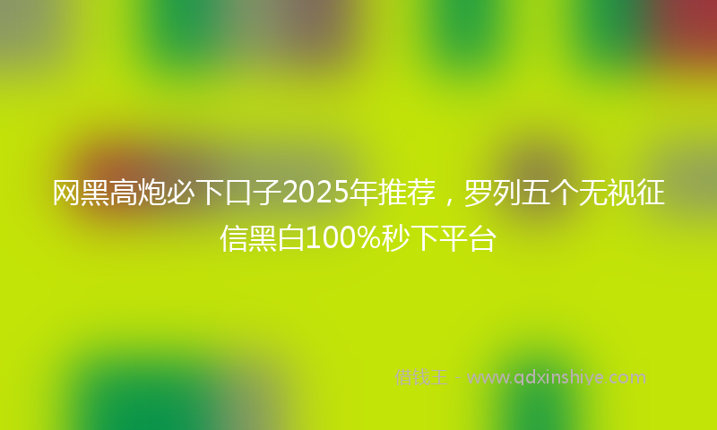 网黑高炮必下口子2025年推荐，罗列五个无视征信黑白100%秒下平台