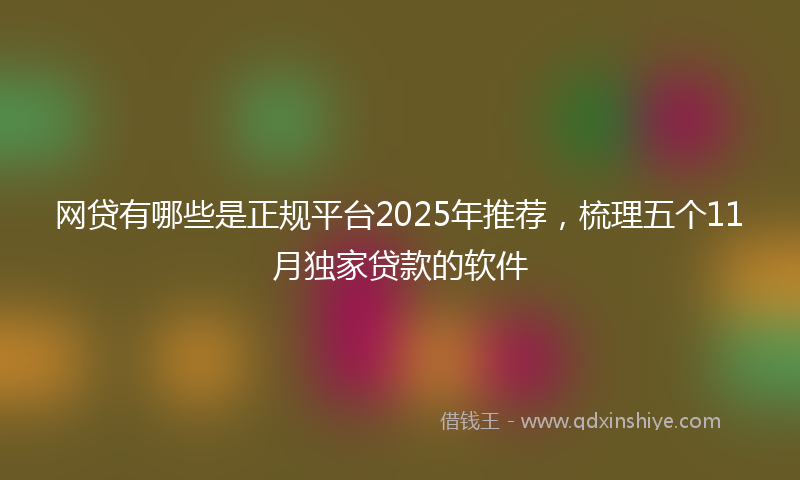 网贷有哪些是正规平台2025年推荐，梳理五个11月独家贷款的软件