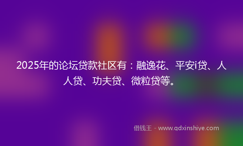 2025年的论坛贷款社区有：融逸花、平安i贷、人人贷、功夫贷、微粒贷等。