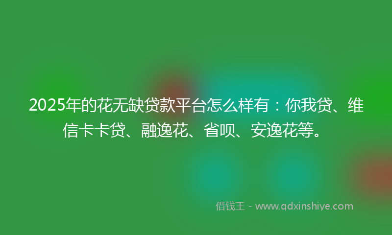 2025年的花无缺贷款平台怎么样有：你我贷、维信卡卡贷、融逸花、省呗、安逸花等。