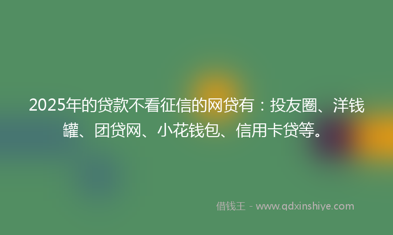 2025年的贷款不看征信的网贷有：投友圈、洋钱罐、团贷网、小花钱包、信用卡贷等。