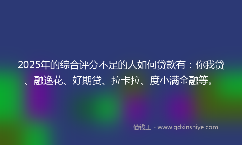 2025年的综合评分不足的人如何贷款有：你我贷、融逸花、好期贷、拉卡拉、度小满金融等。