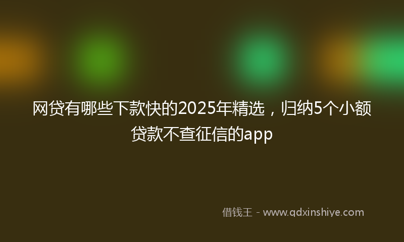 网贷有哪些下款快的2025年精选，归纳5个小额贷款不查征信的app