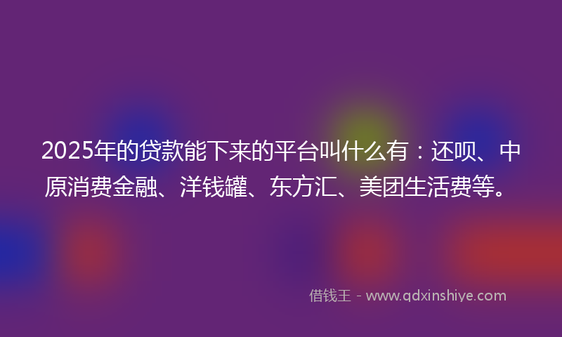 2025年的贷款能下来的平台叫什么有：还呗、中原消费金融、洋钱罐、东方汇、美团生活费等。
