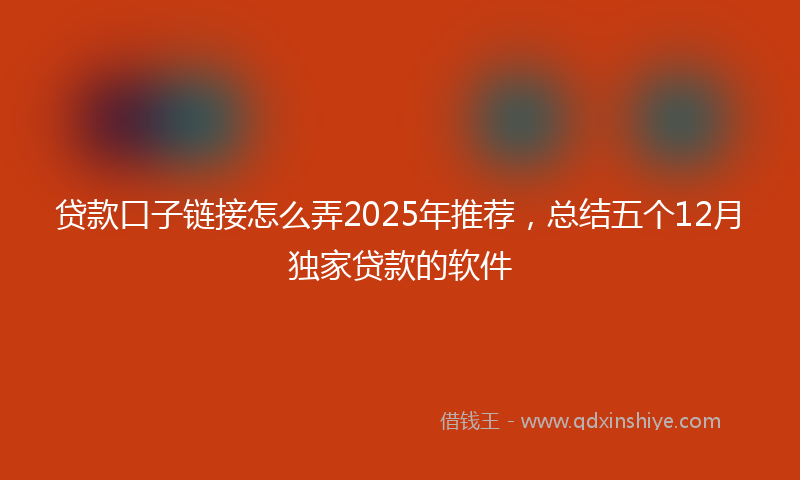 贷款口子链接怎么弄2025年推荐，总结五个12月独家贷款的软件