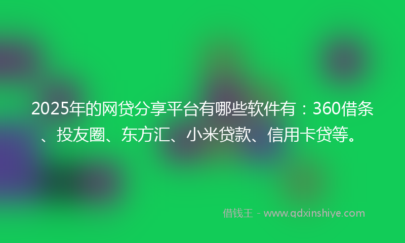 2025年的网贷分享平台有哪些软件有：360借条、投友圈、东方汇、小米贷款、信用卡贷等。