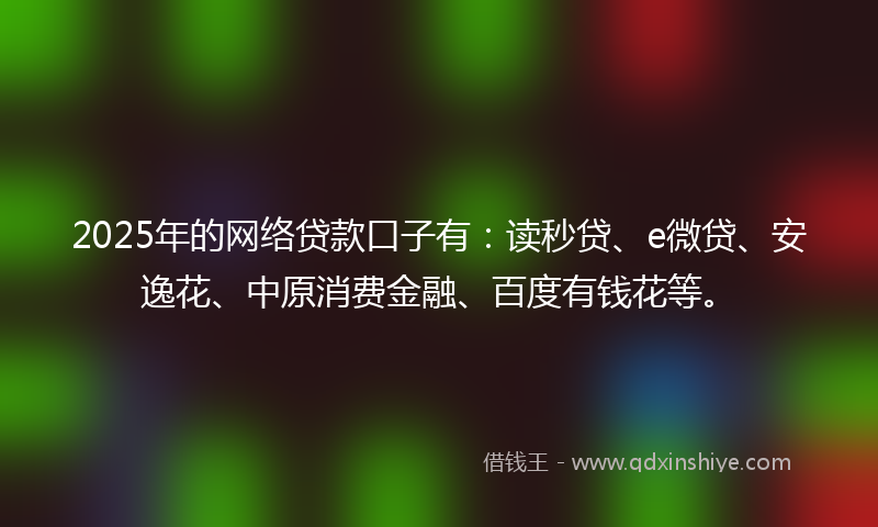2025年的网络贷款口子有：读秒贷、e微贷、安逸花、中原消费金融、百度有钱花等。