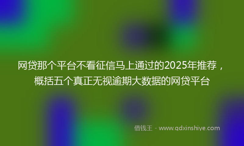 网贷那个平台不看征信马上通过的2025年推荐，概括五个真正无视逾期大数据的网贷平台