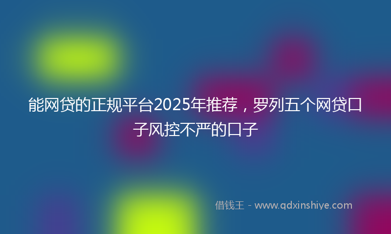 能网贷的正规平台2025年推荐，罗列五个网贷口子风控不严的口子