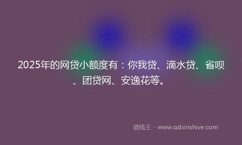 2025年的网贷小额度有：你我贷、滴水贷、省呗、团贷网、安逸花等。