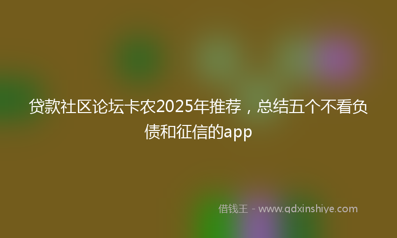 贷款社区论坛卡农2025年推荐，总结五个不看负债和征信的app