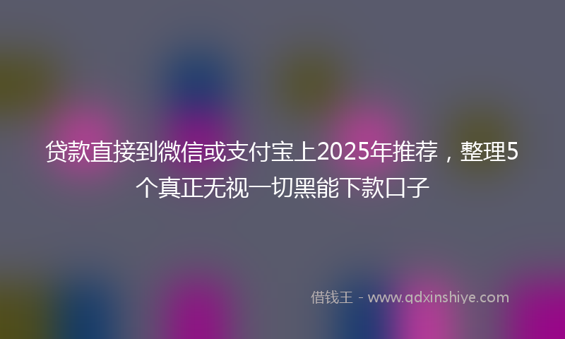 贷款直接到微信或支付宝上2025年推荐，整理5个真正无视一切黑能下款口子