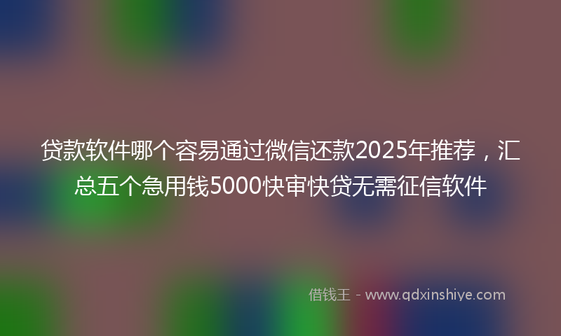 贷款软件哪个容易通过微信还款2025年推荐，汇总五个急用钱5000快审快贷无需征信软件