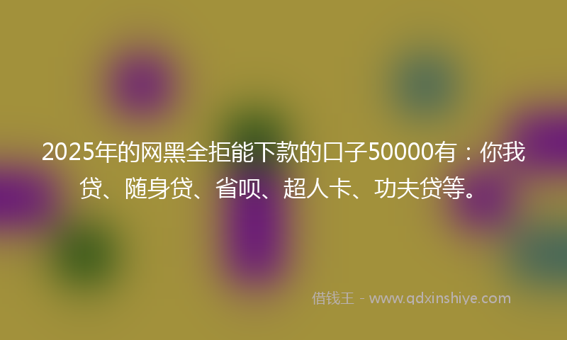 2025年的网黑全拒能下款的口子50000有：你我贷、随身贷、省呗、超人卡、功夫贷等。