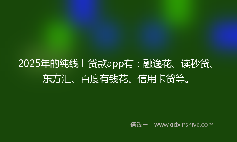2025年的纯线上贷款app有：融逸花、读秒贷、东方汇、百度有钱花、信用卡贷等。