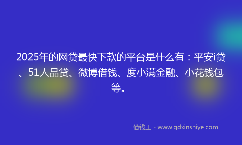 2025年的网贷最快下款的平台是什么有：平安i贷、51人品贷、微博借钱、度小满金融、小花钱包等。