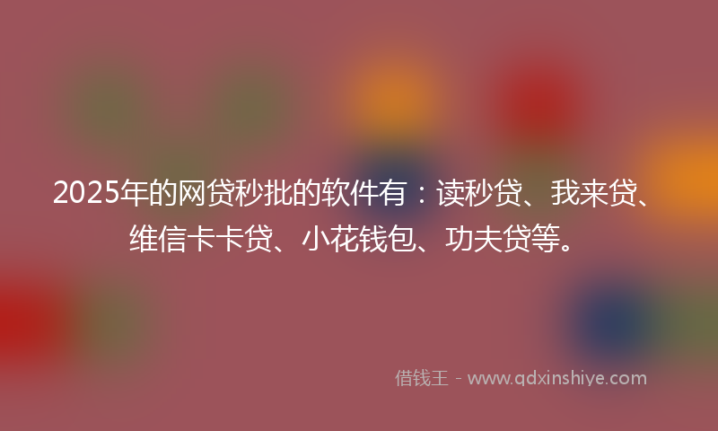 2025年的网贷秒批的软件有：读秒贷、我来贷、维信卡卡贷、小花钱包、功夫贷等。
