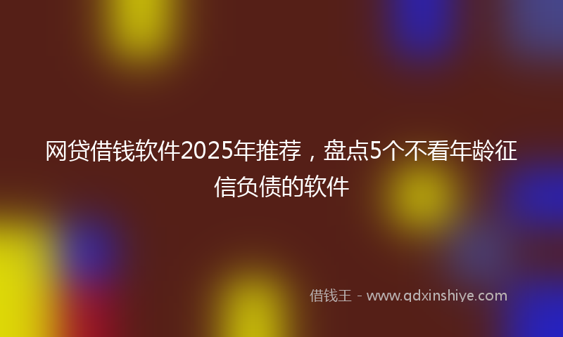 网贷借钱软件2025年推荐，盘点5个不看年龄征信负债的软件