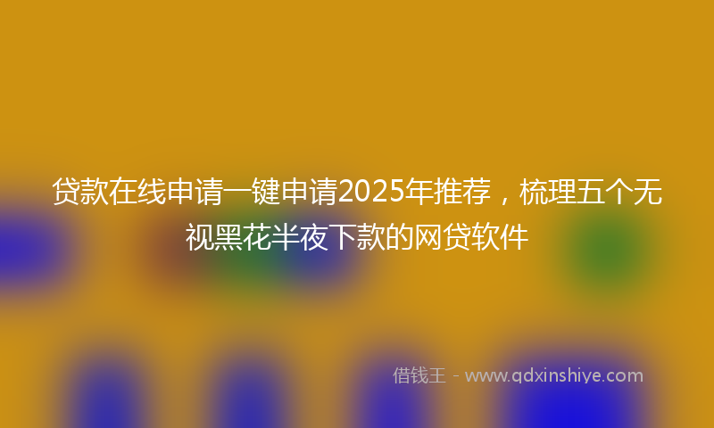 贷款在线申请一键申请2025年推荐，梳理五个无视黑花半夜下款的网贷软件