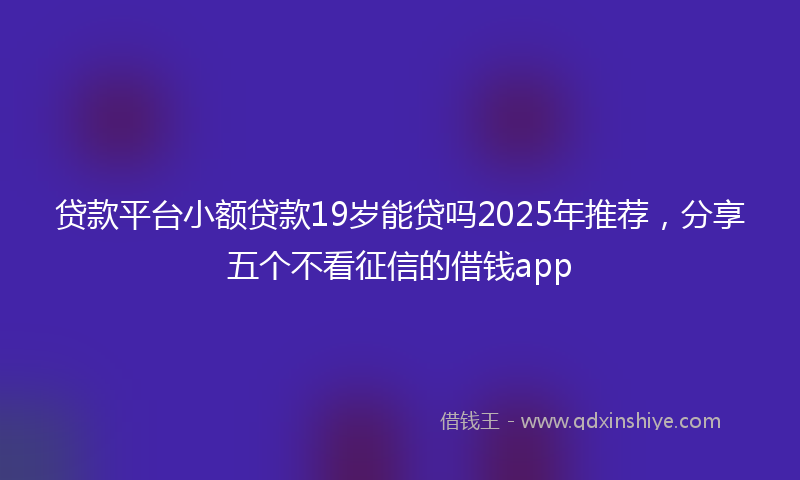 贷款平台小额贷款19岁能贷吗2025年推荐，分享五个不看征信的借钱app