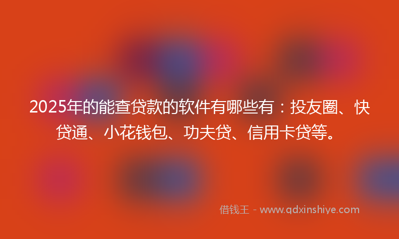 2025年的能查贷款的软件有哪些有：投友圈、快贷通、小花钱包、功夫贷、信用卡贷等。