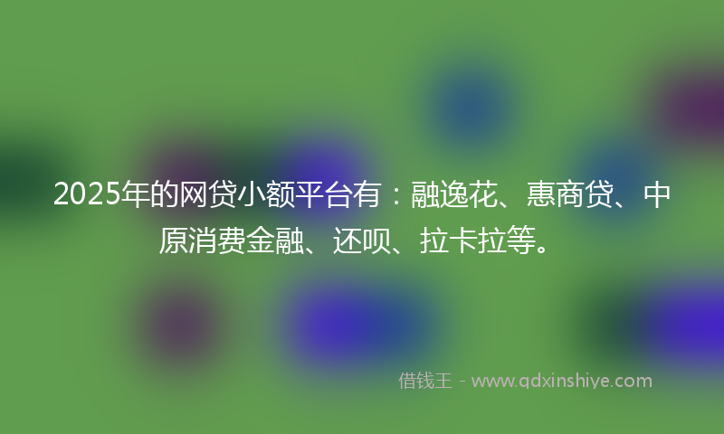 2025年的网贷小额平台有：融逸花、惠商贷、中原消费金融、还呗、拉卡拉等。