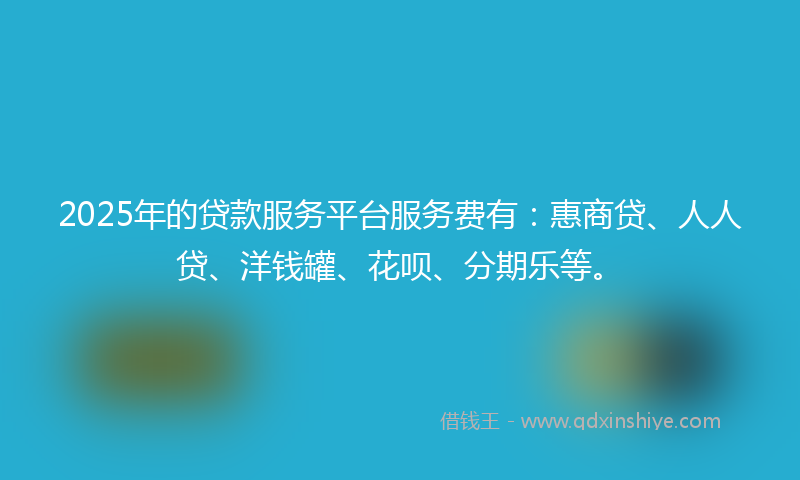2025年的贷款服务平台服务费有：惠商贷、人人贷、洋钱罐、花呗、分期乐等。