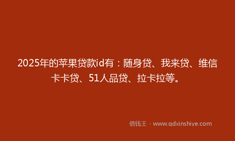 2025年的苹果贷款id有：随身贷、我来贷、维信卡卡贷、51人品贷、拉卡拉等。
