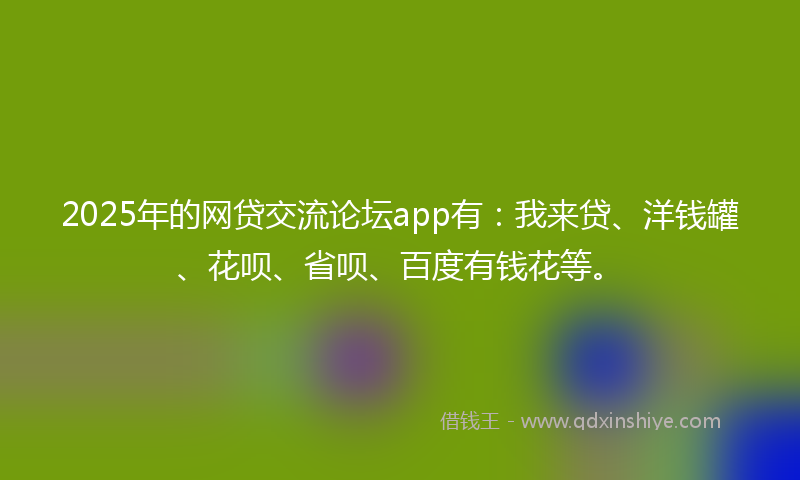 2025年的网贷交流论坛app有：我来贷、洋钱罐、花呗、省呗、百度有钱花等。