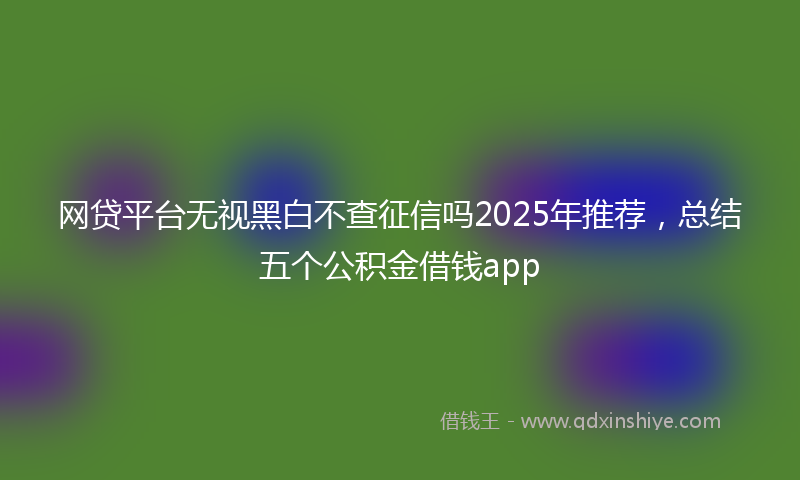 网贷平台无视黑白不查征信吗2025年推荐，总结五个公积金借钱app