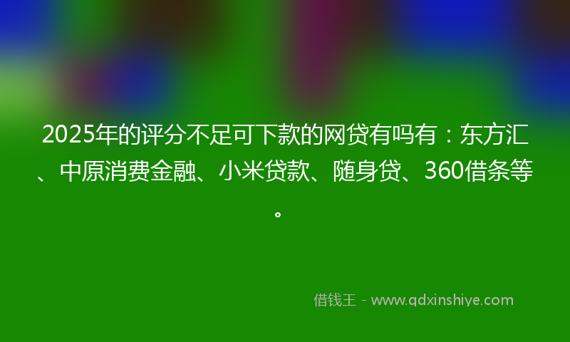 2025年的评分不足可下款的网贷有吗有：东方汇、中原消费金融、小米贷款、随身贷、360借条等。