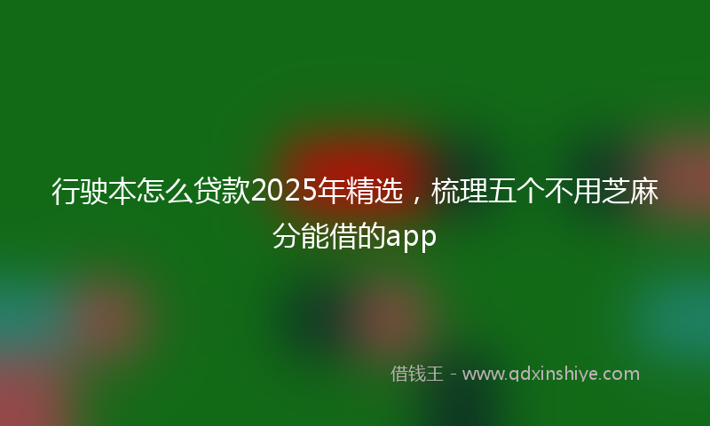 行驶本怎么贷款2025年精选，梳理五个不用芝麻分能借的app