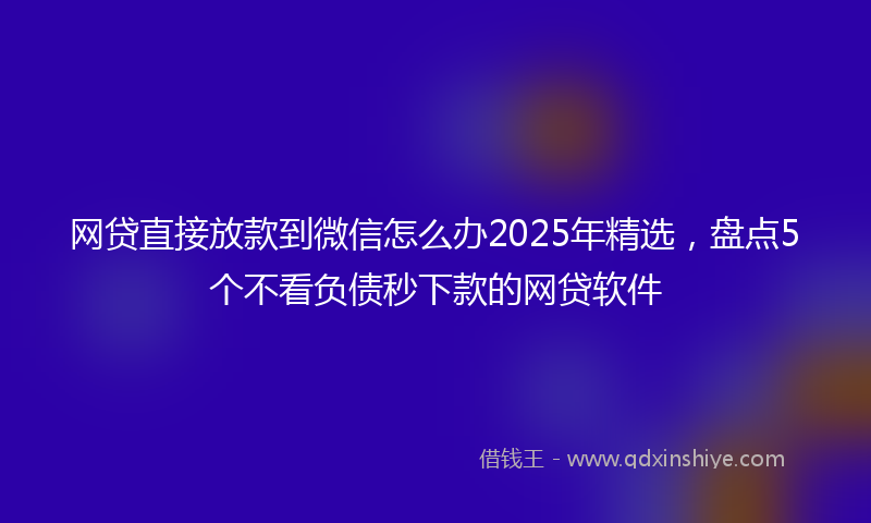 网贷直接放款到微信怎么办2025年精选，盘点5个不看负债秒下款的网贷软件