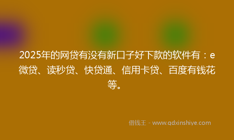 2025年的网贷有没有新口子好下款的软件有：e微贷、读秒贷、快贷通、信用卡贷、百度有钱花等。