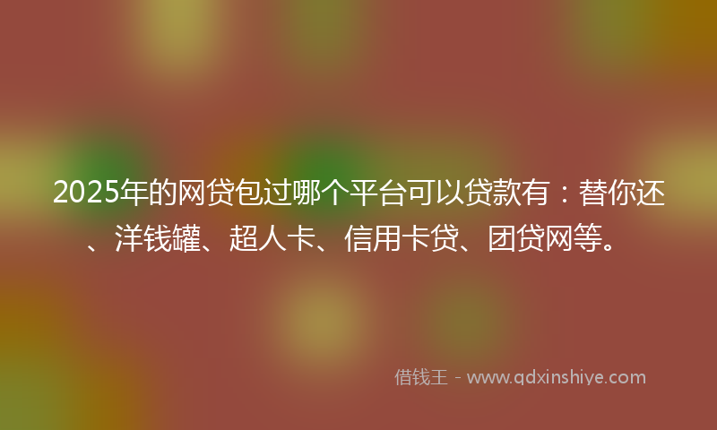 2025年的网贷包过哪个平台可以贷款有：替你还、洋钱罐、超人卡、信用卡贷、团贷网等。